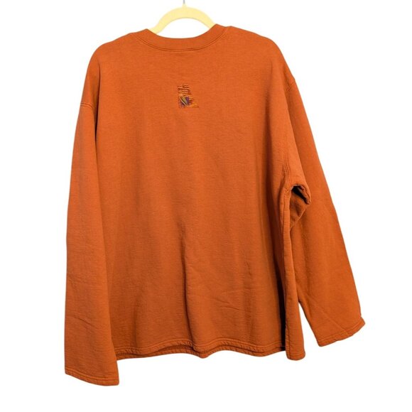 Nu Views Rust Orange XXL Long-Sleeve Top Abstract Patchwork vintage 80s Western - Picture 2 of 14